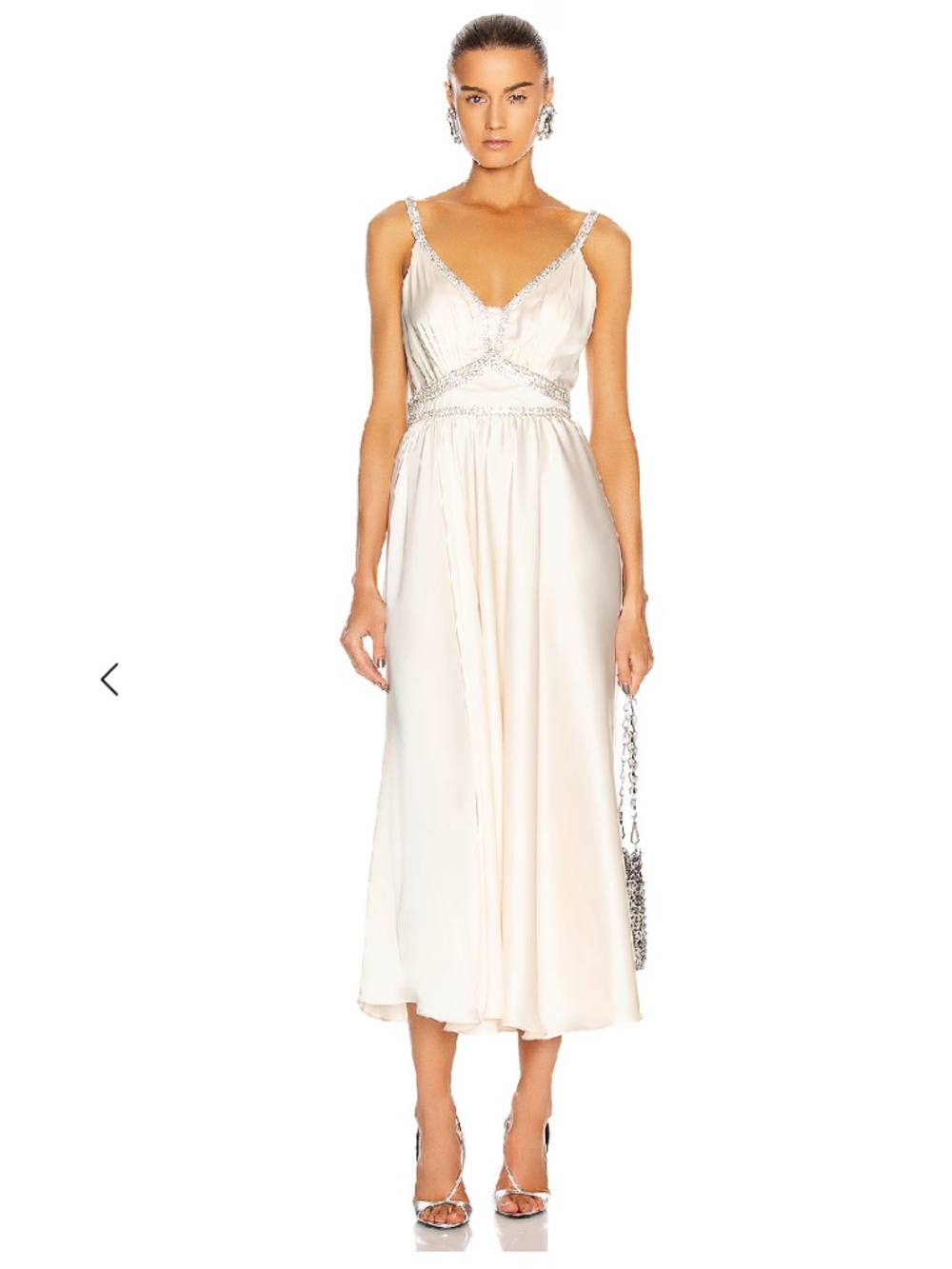 NWT Paco Rabanne Cream Satin Gown Dress with Crystal Embellishment - FR34 US0 XS